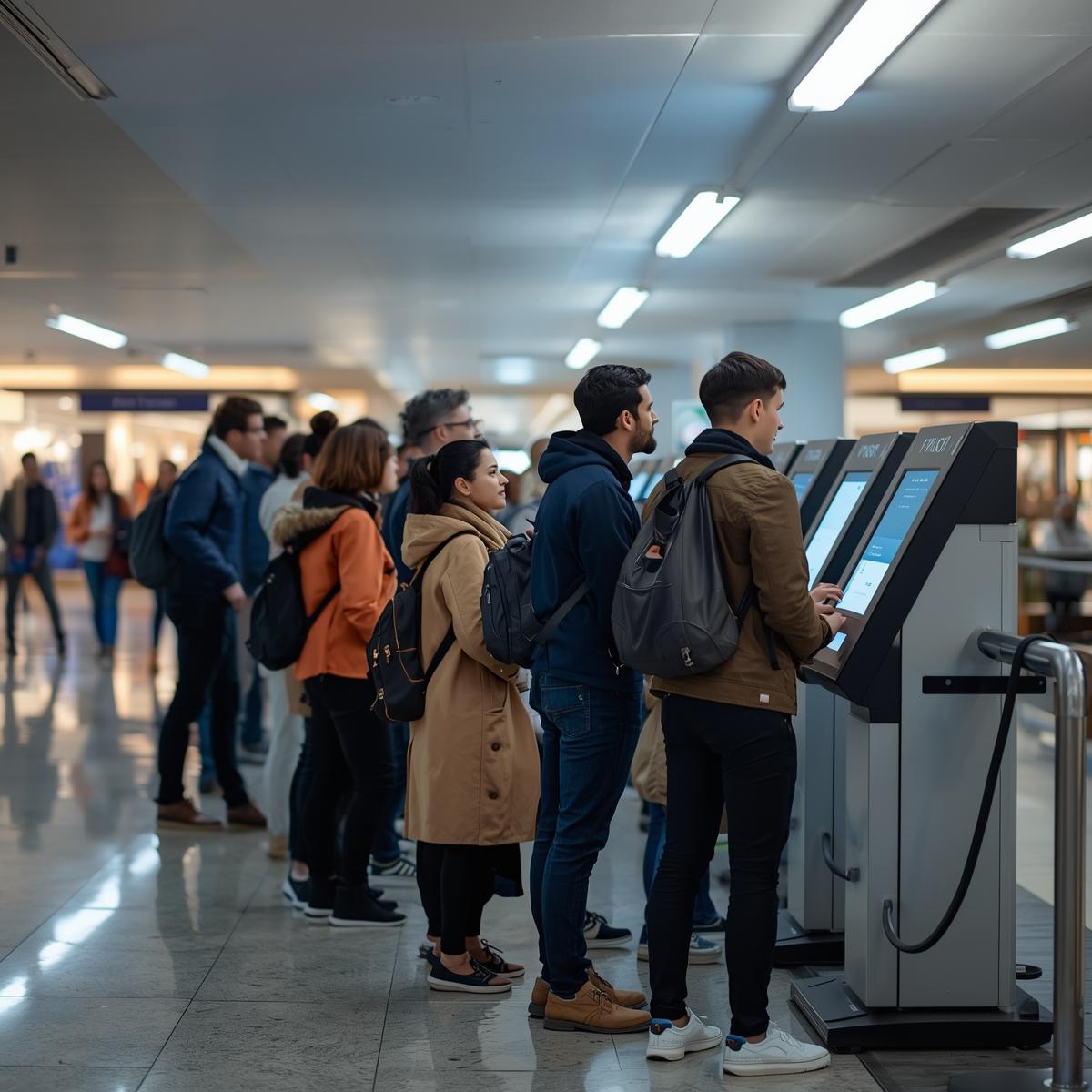 Fila em totem de pagamento de estacionamento